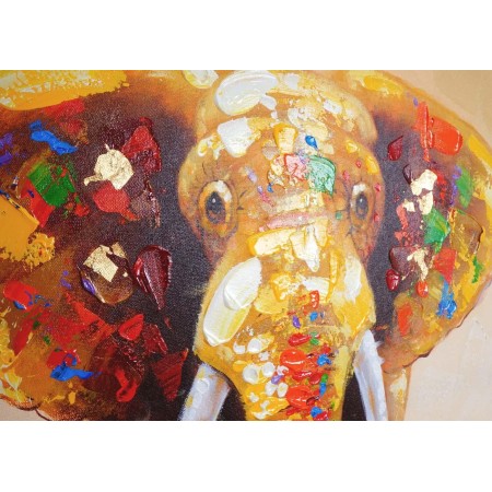 Cuadro ELEFANTE COLOR 100x80x3,5 cm, pintado a mano al óleo
