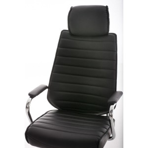 Sillón Ejecutivo modelo RENO, estructura metal, en piel color Negro