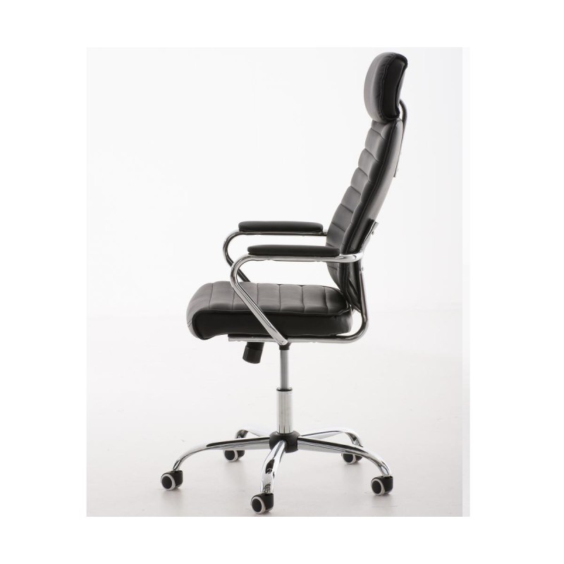 Sillón Ejecutivo modelo RENO, estructura metal, en piel color Negro