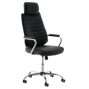 Sillón Ejecutivo modelo RENO, estructura metal, en piel color Negro