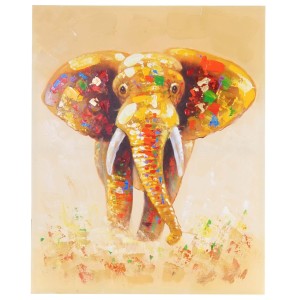 Cuadro ELEFANTE COLOR 100x80x3,5 cm, pintado a mano al óleo