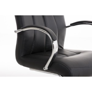 Silla de Confidente BORAU, estructura metálica, en Piel color Negro