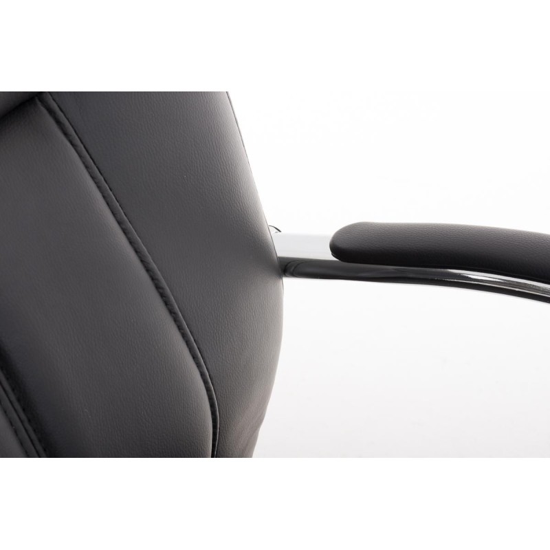 Silla de Confidente BORAU, estructura metálica, en Piel color Negro