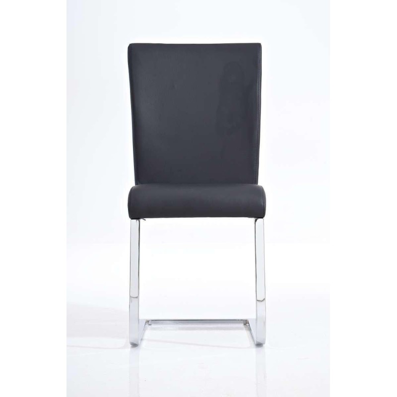 Silla de Confidente AISA, en metal cromado, en Piel color Negro