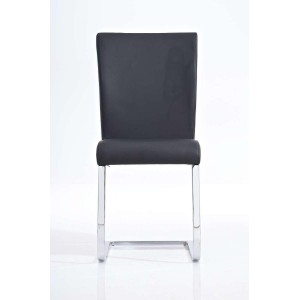 Silla de Confidente AISA, en metal cromado, en Piel color Negro