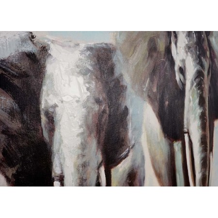 Cuadro ELEFANTES EN MANADA 100x80x3,5 cm, pintado a mano al óleo 2