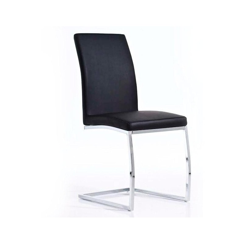Silla de Confidente JACA, en metal cromado, Piel color Negro