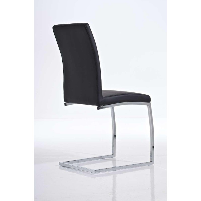 Silla de Confidente JACA, en metal cromado, Piel color Negro