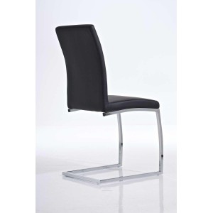 Silla de Confidente JACA, en metal cromado, Piel color Negro