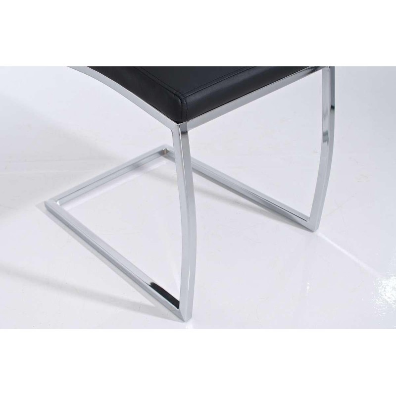 Silla de Confidente JACA, en metal cromado, Piel color Negro