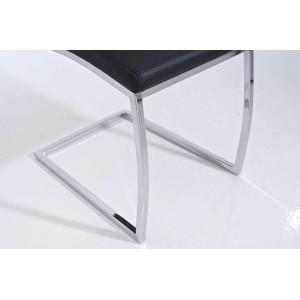 Silla de Confidente JACA, en metal cromado, Piel color Negro