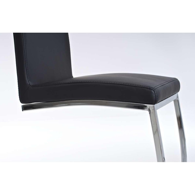 Silla de Confidente JACA, en metal cromado, Piel color Negro