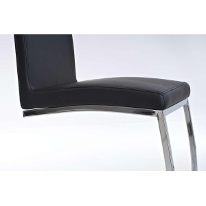 Silla de Confidente JACA, en metal cromado, Piel color Negro