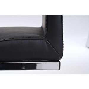 Silla de Confidente JACA, en metal cromado, Piel color Negro