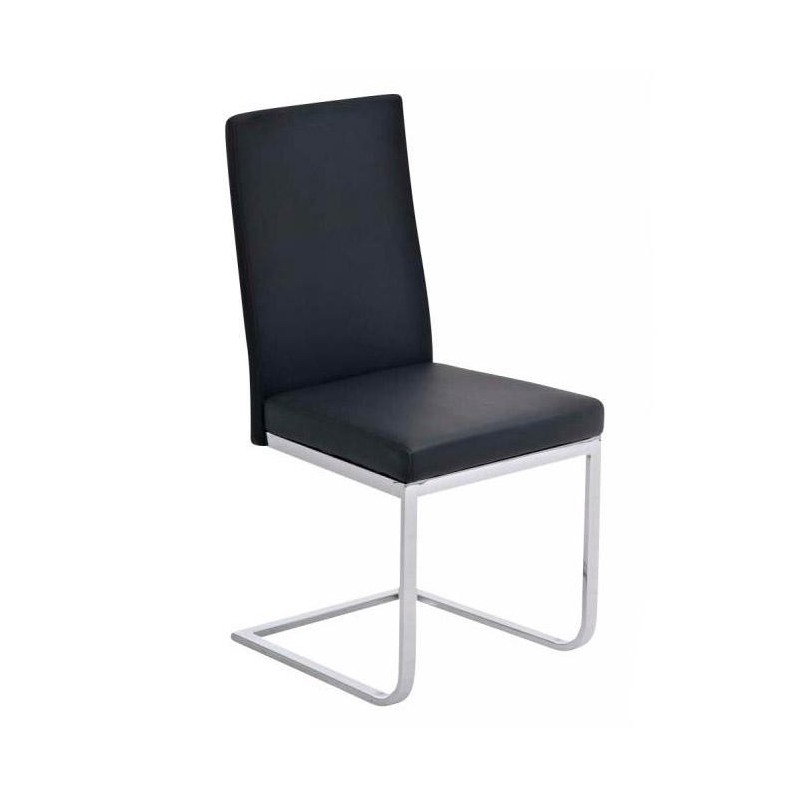 Silla de Confidente / Reuniones ASPE, metal cromado, Piel Negro