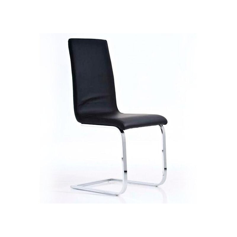 Silla de Confidente TORIA, diseño minimalista, en Piel color Negro