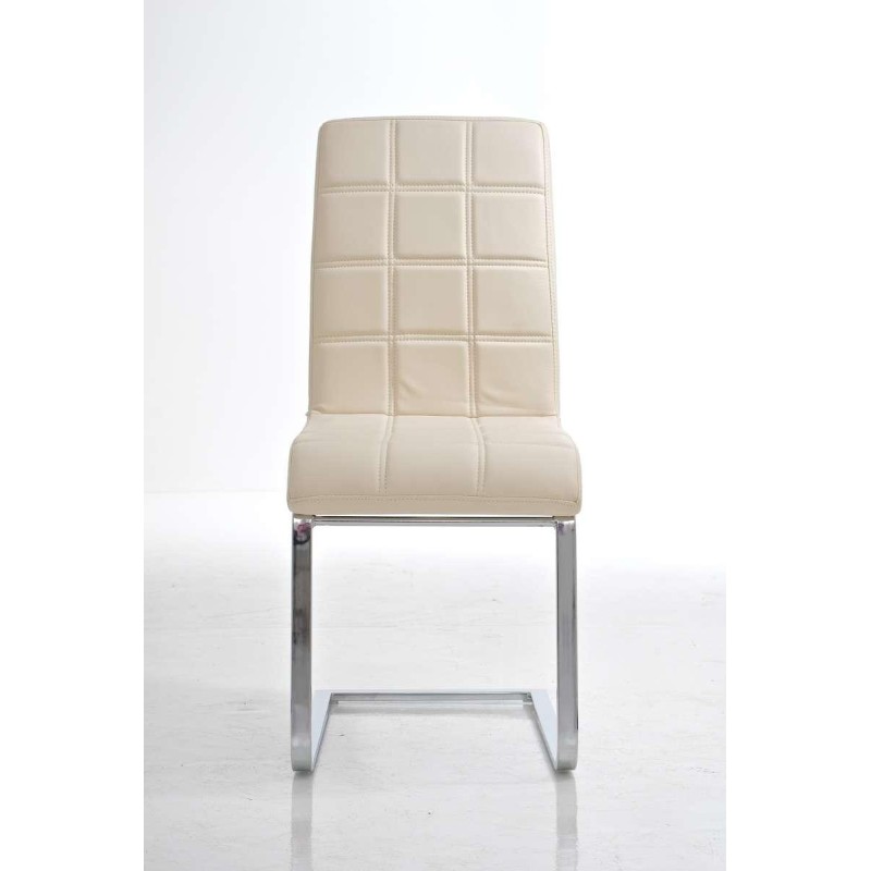 Silla de Confidente BIELSA, tapizado en costuras, Piel color Negro