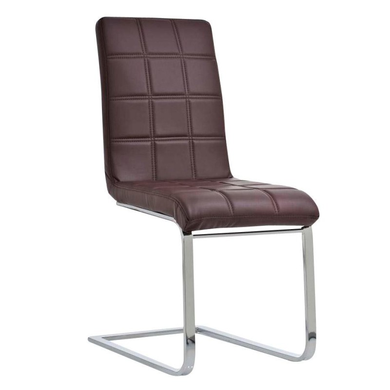 Silla de Confidente BIELSA, tapizado en costuras, Piel color Negro