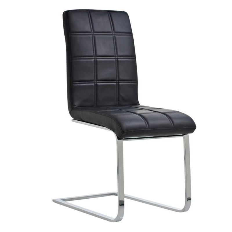 Silla de Confidente BIELSA, tapizado en costuras, Piel color Negro