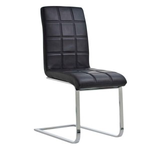 Silla de Confidente BIELSA, tapizado en costuras, Piel color Negro