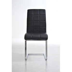 Silla de Confidente BIELSA, tapizado en costuras, Piel color Negro