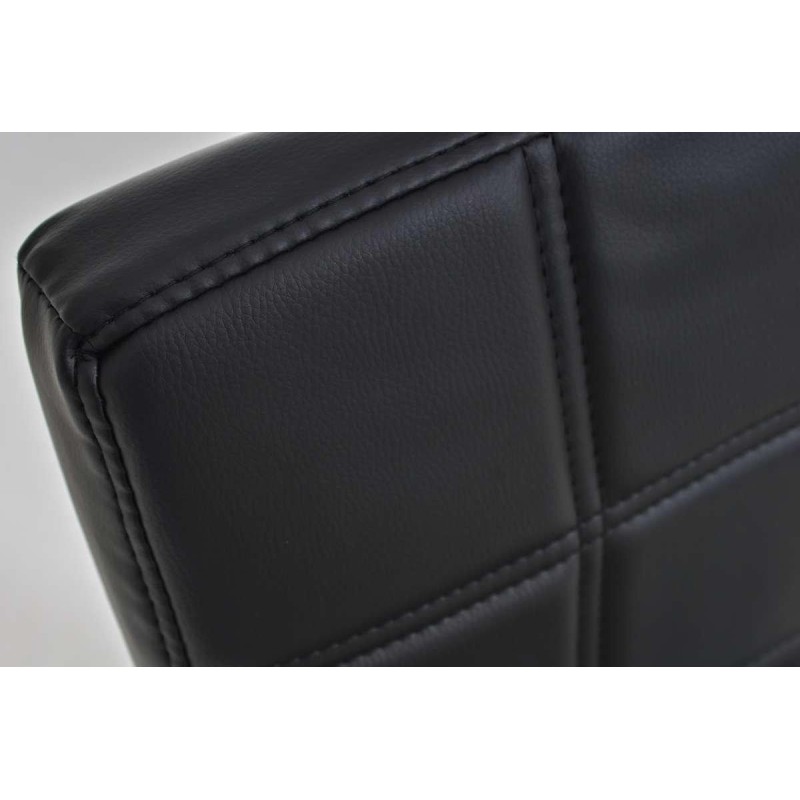 Silla de Confidente BIELSA, tapizado en costuras, Piel color Negro