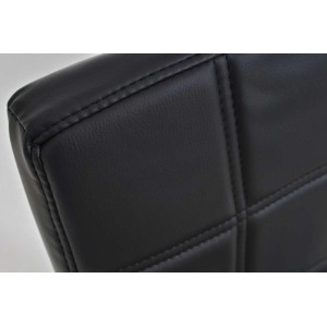 Silla de Confidente BIELSA, tapizado en costuras, Piel color Negro