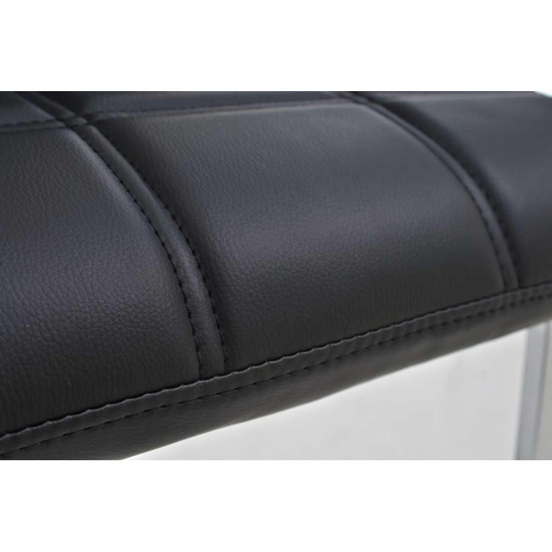 Silla de Confidente BIELSA, tapizado en costuras, Piel color Negro