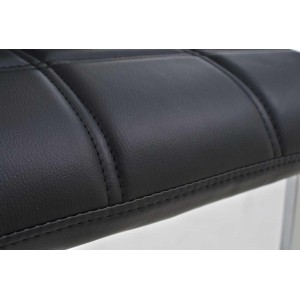 Silla de Confidente BIELSA, tapizado en costuras, Piel color Negro