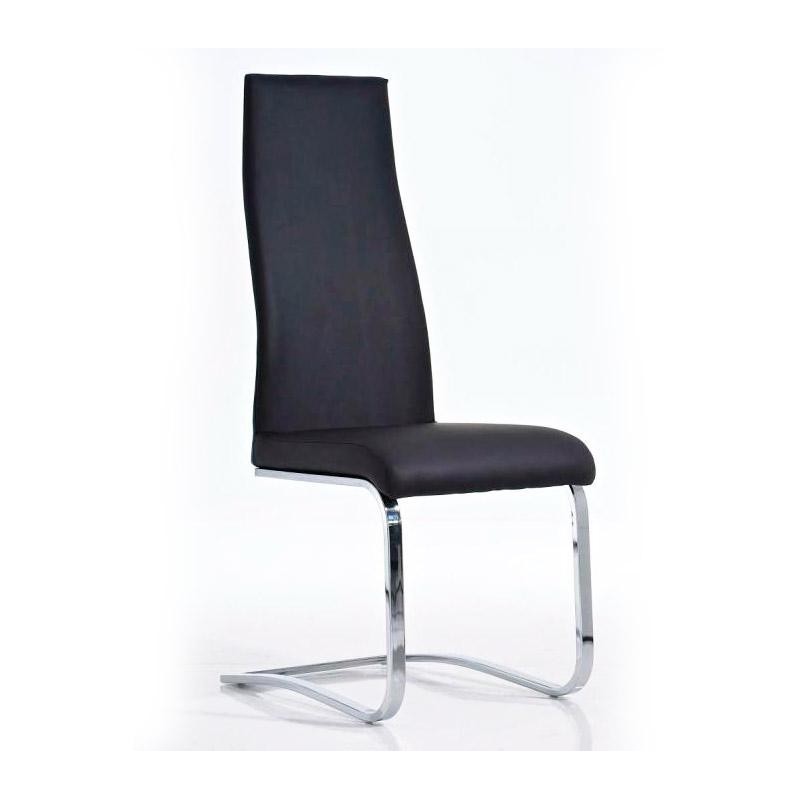 Silla de Confidente MILA, respaldo ergonómico alto, Piel color Negro