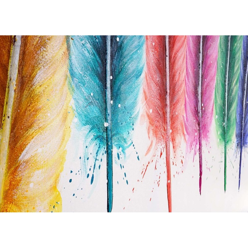 Cuadro PLUMAS 90x120x3,5 cm, pintado a mano al óleo