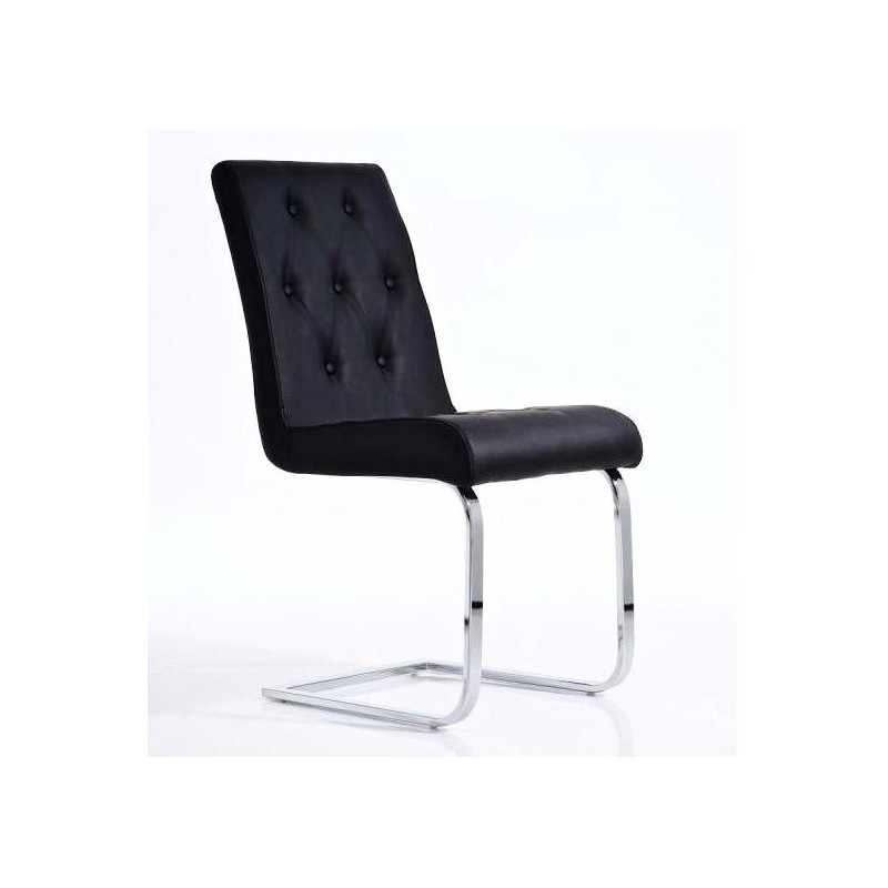 Silla de Confidente VICOR, tapizado estilo capitoné, Piel Negro