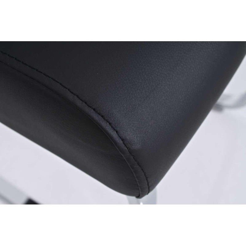 Silla de Confidente VICOR, tapizado estilo capitoné, Piel Negro