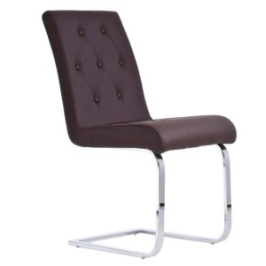 Silla de Confidente VICOR, tapizado estilo capitoné, Piel Negro