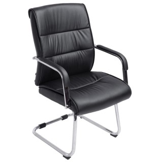 Silla de Confidente HIBERT, estructura metálica, gran acolchado en piel negro