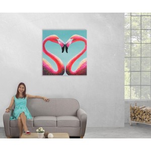 Cuadro FLAMENCOS 90x90x3,5, pintado a mano al óleo