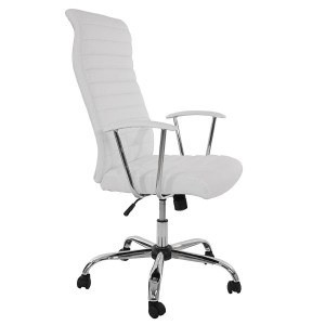 Sillón ARUCAS acolchado en piel, blanco, estructura metálica
