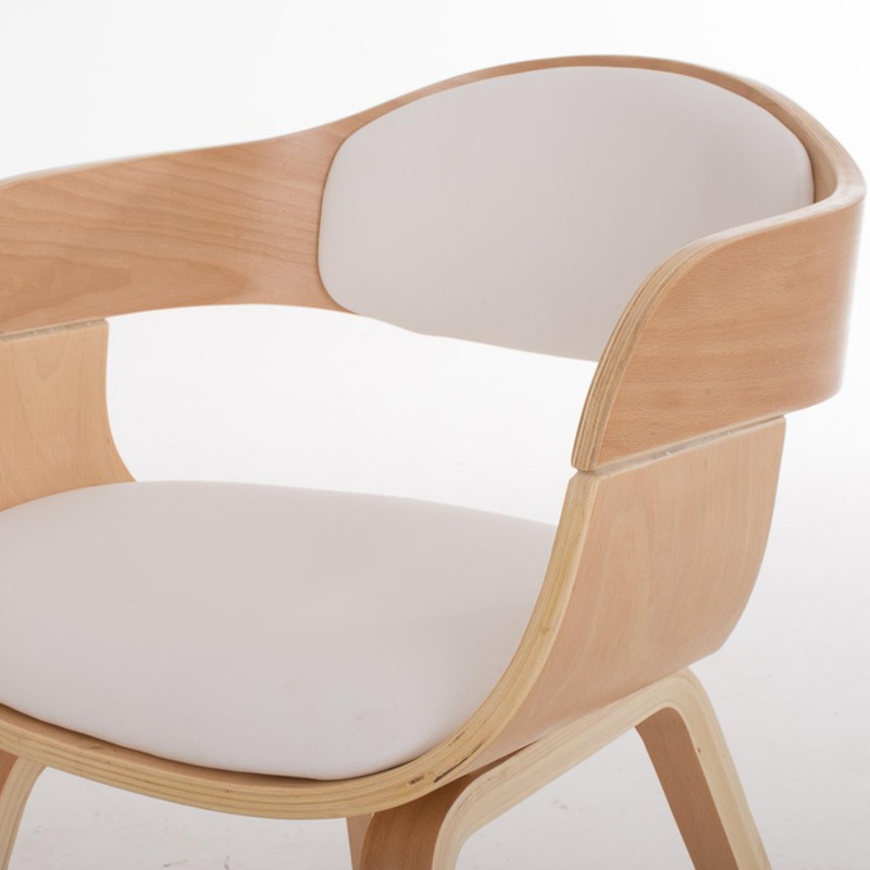Silla de Confidente BUTAN color haya y piel blanca