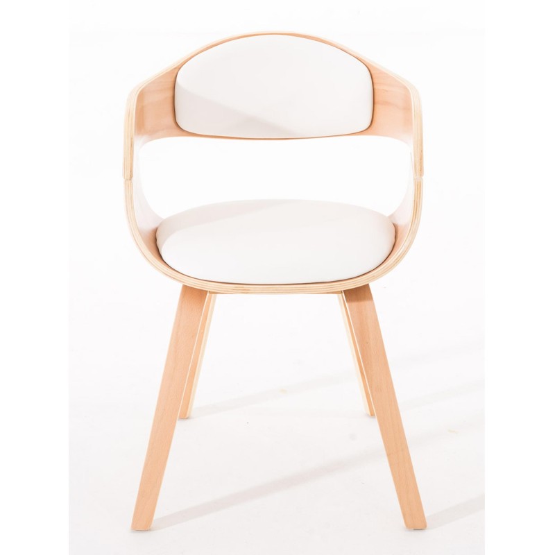 Silla de Confidente BUTAN color haya y piel blanca