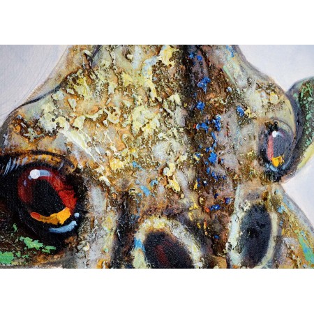 Cuadro JIRAFA COLOR 90x90x3,5 cm, pintado a mano al óleo