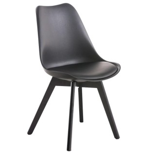 Silla de Diseño / Confidente BOSFORO, exclusivo diseño con patas oscuras en piel color negro