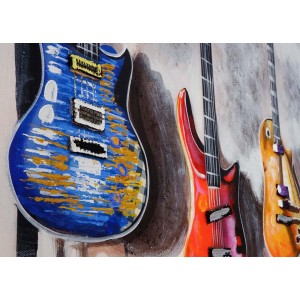 Cuadro GUITARRAS 80x120x3,5, pintado a mano al óleo