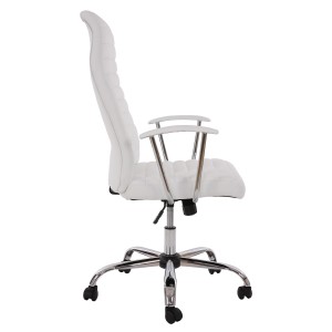 Sillón ARUCAS acolchado en piel, blanco, estructura metálica