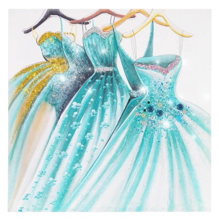 Cuadro VESTIDOS 90x90x3,5 cm, pintado a mano al óleo