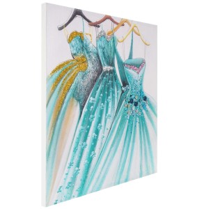 Cuadro VESTIDOS 90x90x3,5 cm, pintado a mano al óleo