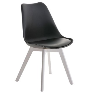 Silla de Diseño / Confidente BOSFORO, exclusivo diseño con patas blancas en piel color negro