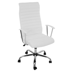 Sillón ARUCAS acolchado en piel, blanco, estructura metálica