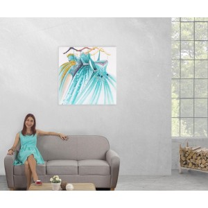 Cuadro VESTIDOS 90x90x3,5 cm, pintado a mano al óleo