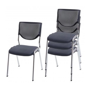 Lote 4 sillas de confidente NAPOLI, estructura metálica, color negro y patas negras