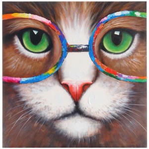 Cuadro GATO 90x90x3,5 cm, pintado a mano al óleo